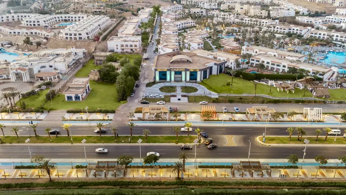 Dunes Casino and its surroundings, seen from the air